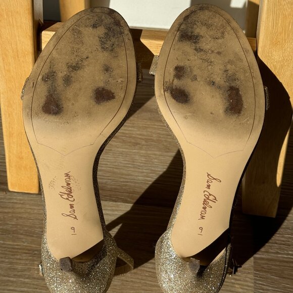Sam Edelman Patti Gold Glitter Stiletto Heel Sandals Size 9 - Picture 5 of 5